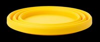Yellow plastic disc toy isolated on transparent background, ready for clipart, t-shirt design, stickers, print-on-demand products and sublimation projects.