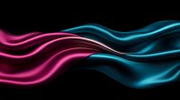 Abstract flowing pink and blue neon light waves on black background create dynamic motion effect for modern technology and energy concept designs.