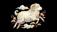 Ornate decorative sheep with swirling patterns, floral elements, and pastel colors isolated on transparent background. Ready for t-shirt design, clipart, stickers, sublimation, and print-on-demand products.