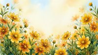 Watercolor yellow daisy flowers frame border with soft pastel background for spring greeting cards, wedding invitations and floral design projects.