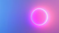 Glowing neon pink circle ring on gradient blue and pink background, modern minimal abstract design for technology and futuristic concepts.
