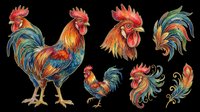 Rooster isolated on transparent background, ready for t-shirt design, clipart, stickers, sublimation and print-on-demand products in various sizes.