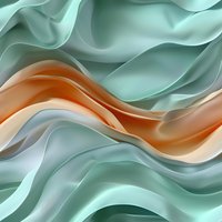 Abstract wavy background with smooth flowing curves in mint green and peach colors creating elegant motion effect. Perfect for modern design projects and luxury branding materials.
