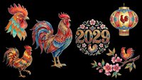 Rooster illustrations in vibrant colors isolated on transparent background. Ready for t-shirt design, clipart, stickers, print-on-demand products, and sublimation projects.