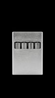 Metallic cigarette case with four chrome cylinders visible through window opening, isolated on transparent background, ready for design use on t-shirts, stickers, and print-on-demand products.