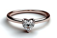 Heart-shaped diamond solitaire engagement ring in rose gold setting with brilliant cut stone and minimalist band design for wedding proposals.