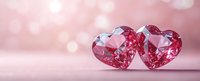 Pink diamond heart gemstones on soft blurred background with bokeh lights, romantic Valentine's Day concept for luxury jewelry design.