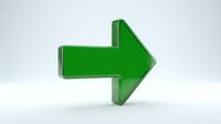 Green arrow pointing right isolated on white background for business presentations and directional graphics.