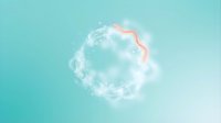 Glowing spherical particle network with pink accent line on turquoise gradient background, representing digital connectivity, data flow, and technology innovation for web design and digital marketing.