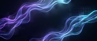 Abstract flowing energy waves in purple and cyan colors on dark background creating dynamic digital motion effect for modern technology designs.
