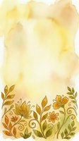 Watercolor botanical border with golden flowers and foliage on cream background, isolated design element for invitations, cards, and decorative projects.