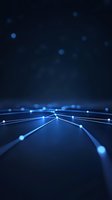 Abstract network connections with glowing blue nodes on dark background, representing digital technology and communication pathways for business concepts.