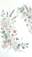 Watercolor floral arrangement with lavender, eucalyptus and pink flowers on white background for wedding invitations, greeting cards and feminine designs.