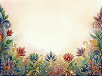 Ornamental floral border with colorful blooms and scrolling vines on cream background, ideal for invitations, certificates, and decorative design projects.