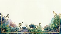 Botanical border frame with watercolor flowers, gold leaf accents, and foliage on cream background. Isolated design element for invitations, cards, and decorative projects.