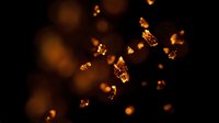 Glowing golden particles and sparkling light fragments floating against dark background, creating magical bokeh effect for festive and celebratory designs.