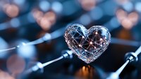 Glowing wire heart shape with bokeh lights in dark background creates romantic atmosphere. Delicate metallic structure illuminated by warm light for valentines decor.