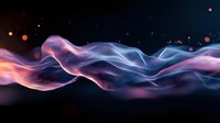 Ethereal pink and blue smoke waves flow against dark background with glowing particles, creating mystical atmospheric effect for creative design projects.