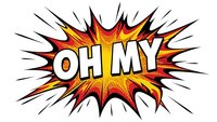 Comic book explosion burst with OH MY text in retro pop art style featuring dynamic rays and vibrant colors for graphic design projects.