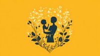 Silhouette of loving couple embracing surrounded by decorative floral wreath on bright yellow background for romantic designs and wedding invitations.