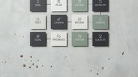 Business process workflow diagram with labeled steps from idea to success on textured concrete background for project management presentations.
