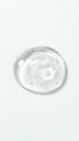 Clear gel or serum sample with bubbles on white background, isolated cosmetic product for skincare, beauty, and dermatology design use.