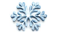 Decorative winter snowflake with soft blue gradient effect and delicate water droplets on white isolated background, ready for seasonal design projects.