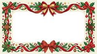 Festive holiday border with red ribbons, bows, holly leaves, and ornaments on transparent background, ready for greeting cards and seasonal designs.