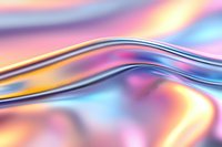Smooth metallic waves flow across holographic gradient background in pink, blue and gold tones creating abstract fluid motion design for modern backgrounds.