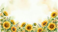 Watercolor sunflower border frame with green leaves and soft yellow background, isolated design element for greeting cards and decorative projects.