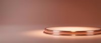 Elegant copper metallic podium platform with warm lighting on gradient background for luxury product display and premium brand presentation.