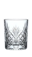 Crystal cut glass tumbler with diamond pattern design isolated on white background for luxury dining and barware collections.