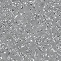 Abstract black and white organic wavy lines creating seamless pattern with flowing curves and natural movement. Monochrome maze-like design for modern surface decoration.