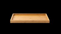 Wooden serving tray with raised edges, isolated on transparent background. Ready for design use on t-shirts, clipart, stickers, print-on-demand products, and sublimation projects.