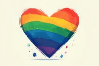 Rainbow colored heart shape with pride flag colors in watercolor style against light background with subtle paint splatter details. For pride, love and equality designs.