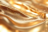 Luxurious golden liquid with shimmering sparkles and smooth flowing waves, ideal for cosmetics, skincare, beauty products, luxury branding, and premium packaging design backgrounds.