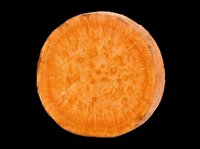Sweet potato cross section slice isolated on transparent background, ready for food clipart, stickers, t-shirt design, print on demand, and sublimation projects.
