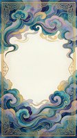 Ornate cloud border frame with swirling patterns in blue purple gold tones, decorative Asian-inspired design with empty center space for text or graphics.
