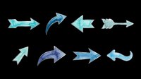 Watercolor arrow set with eight directional designs in blue and turquoise tones, isolated on transparent background. Ready for clipart, t-shirt design, stickers, print-on-demand products, and digital crafts.