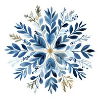 Watercolor floral mandala in blue and beige tones with delicate leaves and berries arranged in circular pattern on white isolated background. Ready for design use.