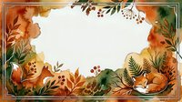 Autumn watercolor frame with fall leaves, berries and botanical elements on white background for seasonal greeting cards and invitations.