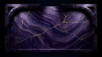 Cracked purple marble texture with golden veins in ornate frame for luxury design projects and elegant backgrounds.