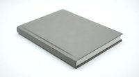 Closed gray hardcover notebook with blank cover isolated on white background, suitable for branding, stationery design, and educational materials.