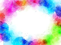 Vibrant watercolor frame with musical notes in rainbow colors creating artistic border on white background for creative projects and designs.