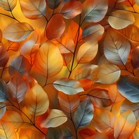 Seamless autumn leaves pattern in orange and gray tones creates dreamy natural background. Delicate foliage design repeats for wallpaper and textile use.