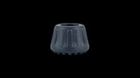 Dark gray ribbed plastic cap or container lid isolated on transparent background, ready for design use in product mockups, clipart, print-on-demand, and sublimation projects.