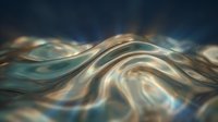 Abstract flowing waves with golden and teal colors creating smooth liquid motion against dark background for modern digital art and design projects.