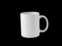 Blank white ceramic mug isolated on transparent background, ready for custom design, sublimation printing, and print-on-demand merchandise applications.