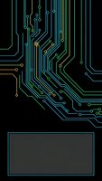 Digital circuit board pattern with glowing neon lines and connection points on dark background for technology and electronics design projects.