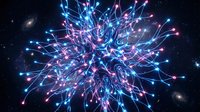 Futuristic neural network with glowing nodes and connections in space, artificial intelligence concept for technology presentations and digital designs.
